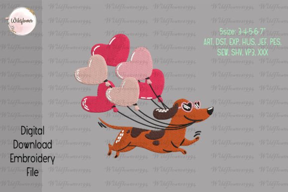Review: Dachshund with Heart Balloons Embroidery